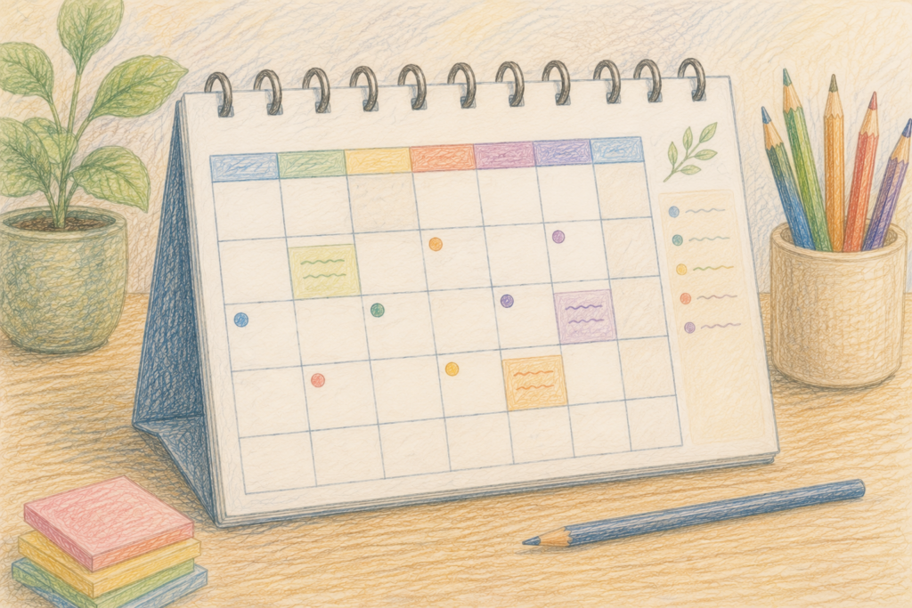 Illustration d’un calendrier de rendez-vous posé sur un bureau